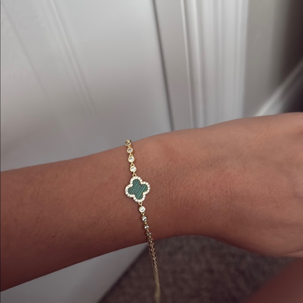 Gold and Green Clover Bracelet